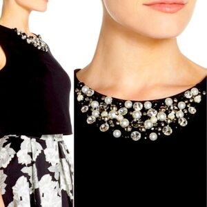 EUC SZ 4 Eliza J Embellished Black Crop Top